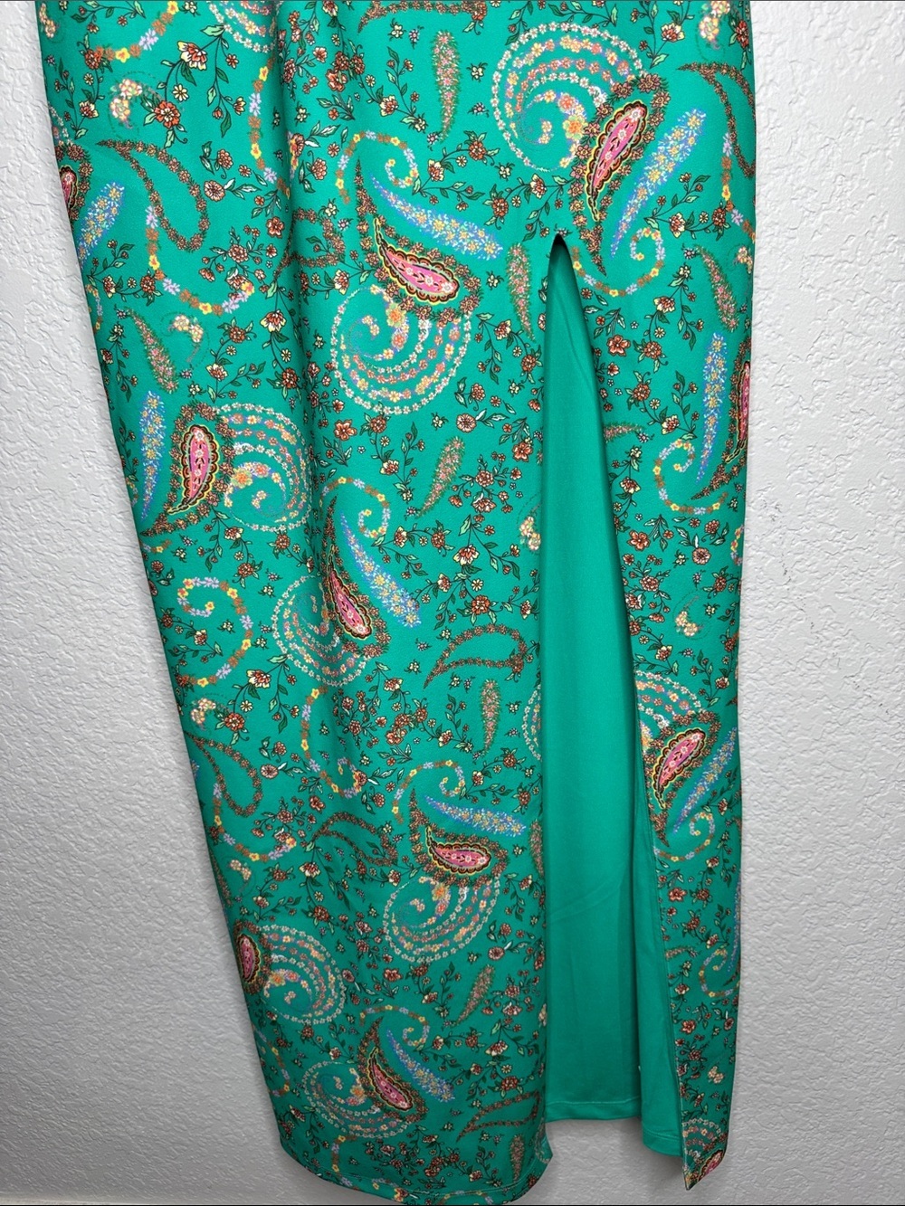 NWT Hale Bob One Shoulder Paisley Maxi Dress Large Slit - Picture 3 of 9